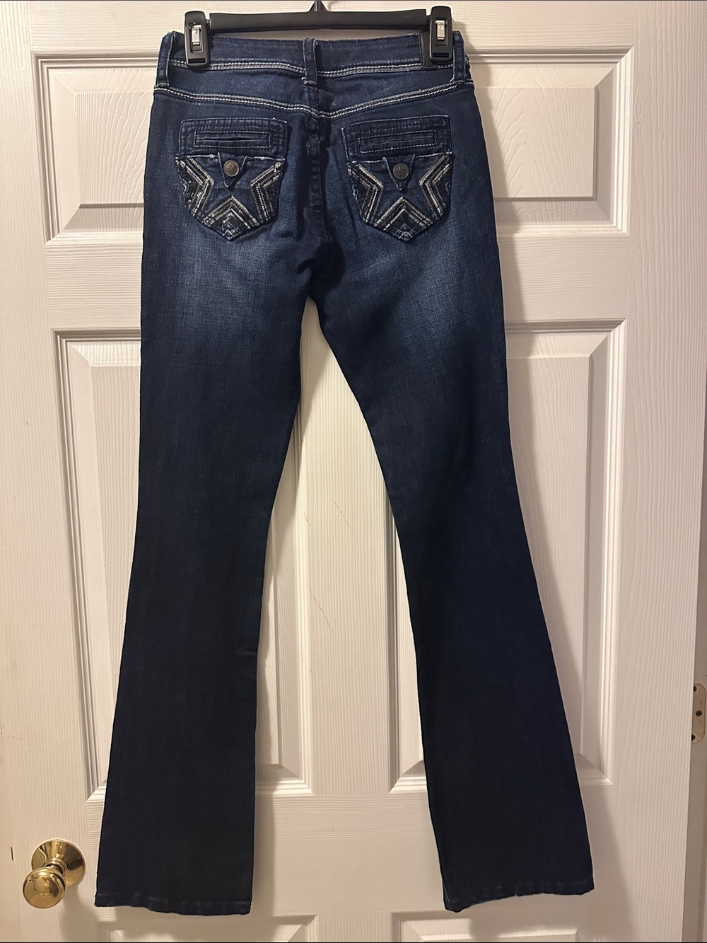 People’s Liberation Dark Blue Distressed Bootcut Denim Jeans - Size 25